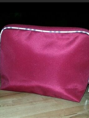 Burberry Red Satin Cosmetic Pouch